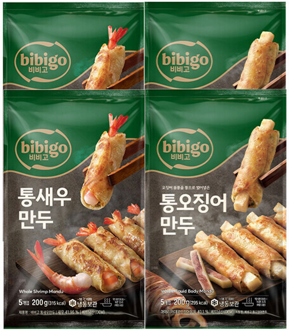 비비고 통새우만두 + 비비고 통오징어만두, 2개, 200g