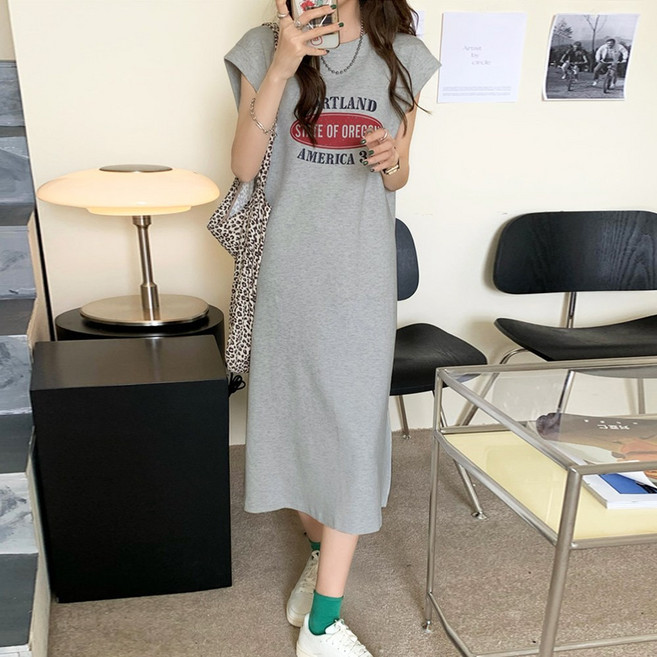 메이킹유 레터링 트임 민소매 18280레트로원피스