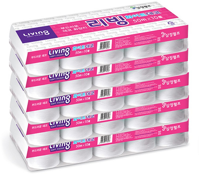리빙 두루마리 화장지 50m 50롤 2겹 고급 화장실휴지 롤화장지, 1개