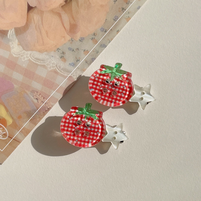 메바마켓 미니 단추 버튼 토마토 헤어핀 (3type)