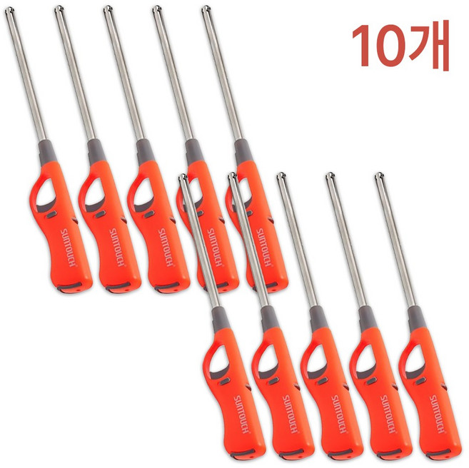 청사기공 썬터치 가스점화기 라이타총 불총 주방라이타 멀티충전식가스점화기, 10개, 오렌지