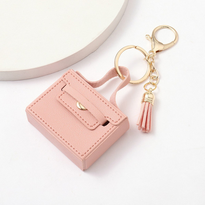 SZ3008 미니 가방 키링 에어팟 케이스, 1개, 핑크