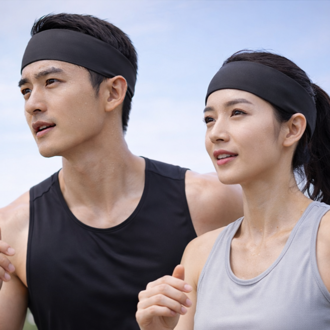 네스트픽 땀흘림방지 통기성 와이드 헤어밴드, 블랙, 1개