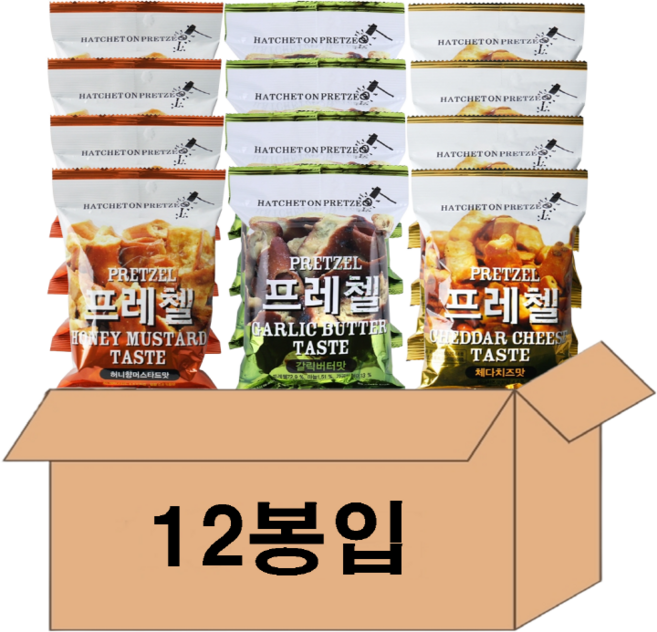 (다파니)프레첼 체다치즈맛+갈릭버터맛+허니향 머스타드맛 세트, 12개