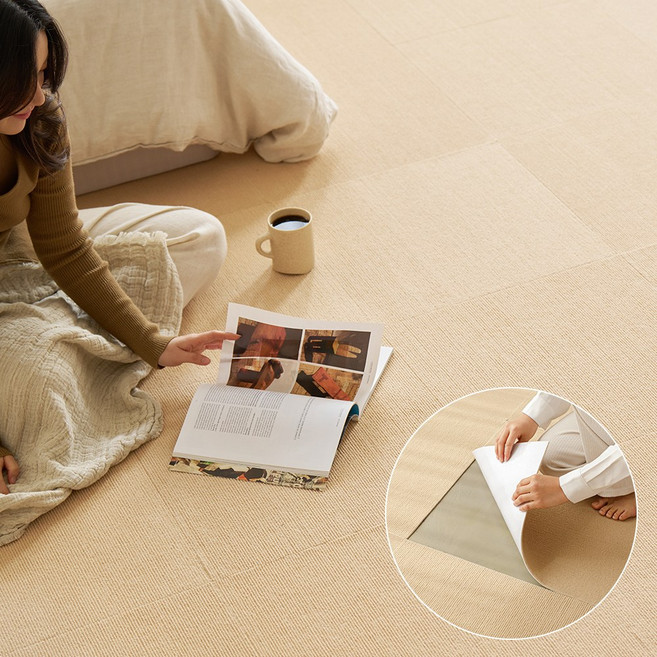 코지블럭 흡착 타일 카페트 논슬립 바닥 매트 10개, 미디움 베이지