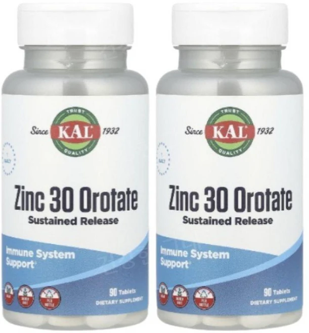 KAL 아연 30 오로테이트 지속 방출 90정 x 2, 2개 - 쿠팡