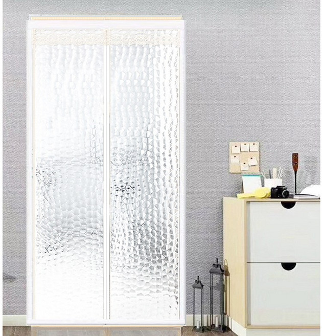 유티즌 방풍비닐 커튼 EVA 방문 현관문 베란다 자석바람막이 반투명 아쿠아큐브 화이트, 1개