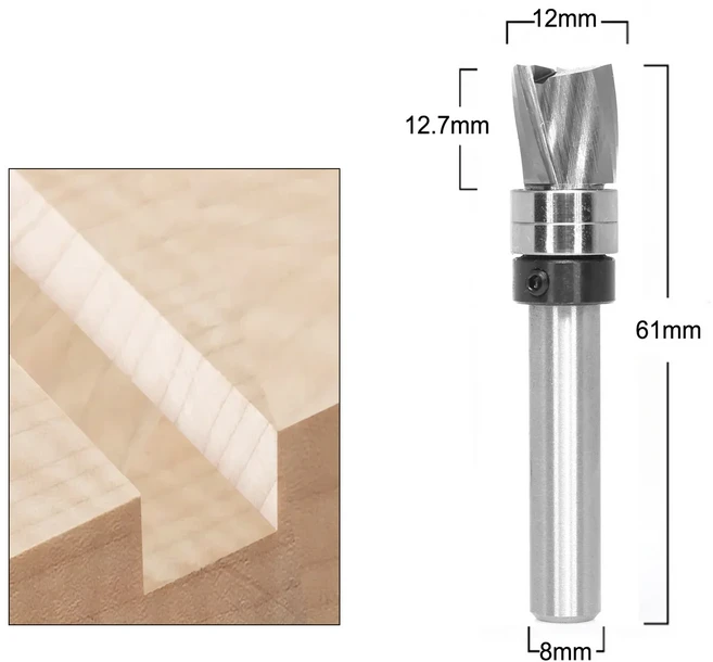 베어링 라우터 비트 나선형 엔드 밀 목공 도구 카바이드 팁 플러시 플런지 에미플레이트 어퍼 초고성능, 02 8mm shank, 02 8mm shank