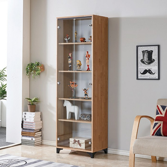 [리코디자인] 엑소 키큰 600유리 장식장 진열장, 오크