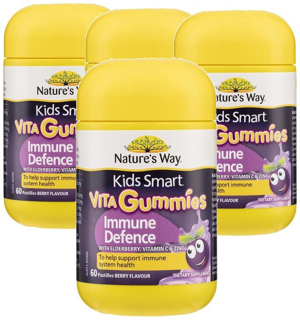 뉴질랜드 네이쳐스웨이 Nature's Way Kids Smart Vita Gummies Immunity 키즈 스마트 비타구미 이뮤니티 디펜스, 60정, 4개
