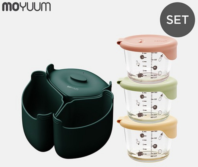 분리형 실리콘 밥솥칸막이+락앤락 유리 이유식용기 2종세트, 없음