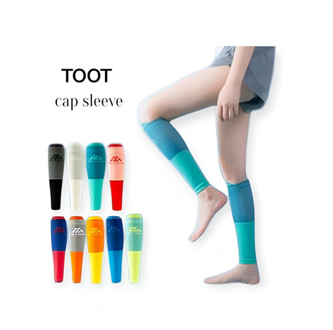 TOOT 카프슬리브 종아리보호대 스포츠 보호대 슬리브 압박, 1개, 흰색+형광녹색 스타킹 2개입 L