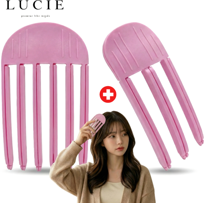 루시에 30초 고정 헤어클립 볼륨픽 집게, 1세트, 퓨어 핑크 6핀 + 3핀