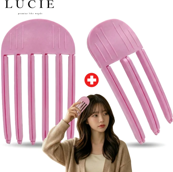 루시에 30초 고정 헤어클립 볼륨픽 집게, 1세트, 퓨어 핑크 6핀 + 3핀 - 쿠팡
