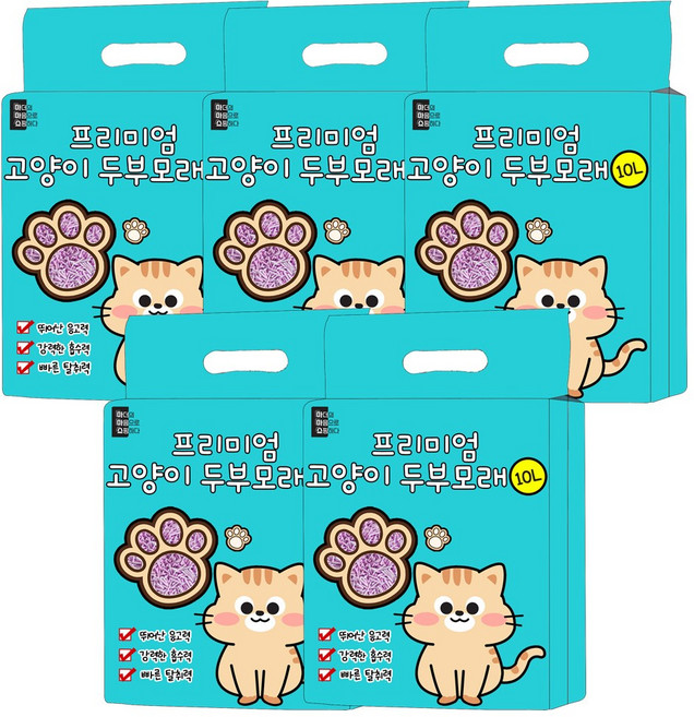 마마쇼 프리미엄 고양이 두부모래, 라벤더향, 5개, 10L