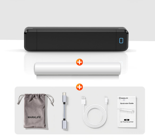 에비크 휴대용 프린터 A4 블루투스 무선 미니 소형 프린터기, 블랙, X8