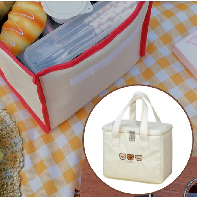 다바이마켓 대용량 수납 피크닉 보온 보냉가방 직장인 도시락 가방 런치백 아기 보냉백, 아이보리