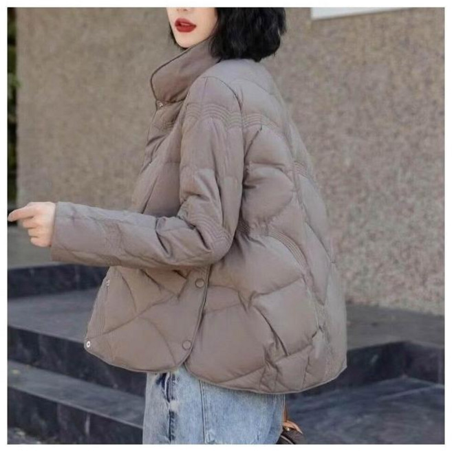 短版羽絨外套女 防風防水白鴨絨 秋冬連帽寬松加厚保暖防寒風衣