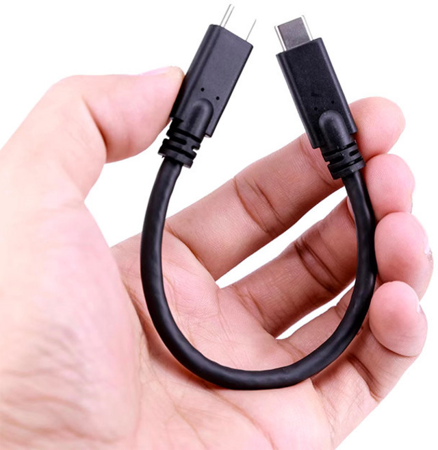 USB3.2 Gen2 Type-C to Type-C 傳輸線 10Gbps 高速數據傳輸 200mm 短版 黑色, 1個