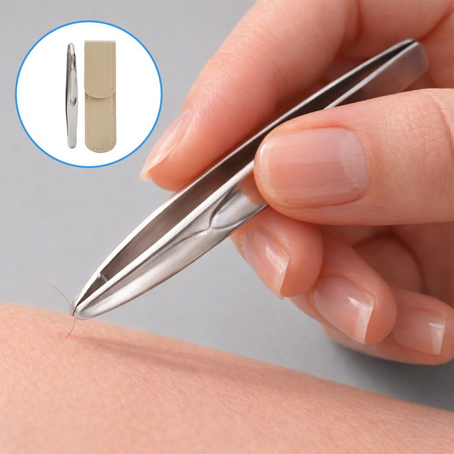 원앤모어 프리미엄 전문가용 초미세모 정밀 눈썹 수염 핀셋 족집게, 1개, 실버
