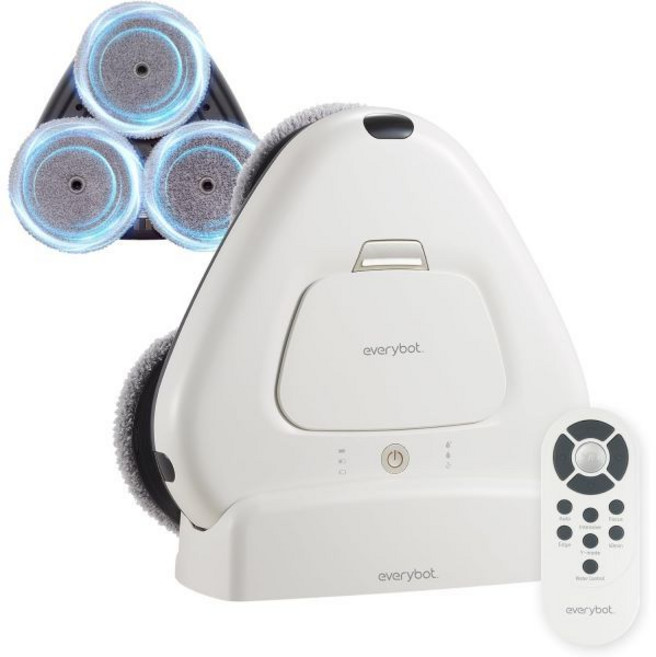 에브리봇 3스핀 로봇 걸레 - 매우 조용한 스마트 청소기 전용 | 리모컨으로 단단한 바닥과 타일 청소를 위한 강력한 스타일리시한 습식 대형 물탱크, White
