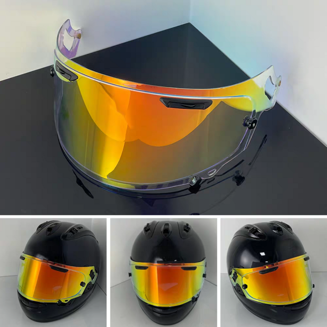 適用 Arai RX7X 鏡片 日夜通用 電鍍透明幻彩極光 高透光 擋風鏡片, 極光紅, 1個