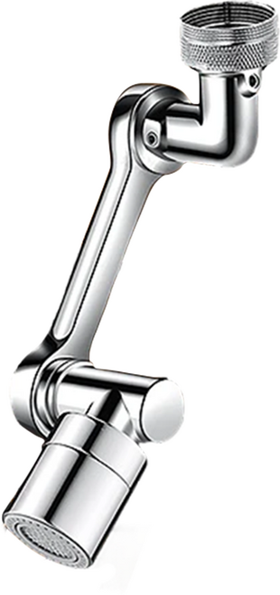 1440도 회전 수도꼭지 연장기 황동 다기능 1080도+360도 회전 확장 암식 싱크 에어레이터 주방/욕실용 2가지 출수 모드 실버, 1개