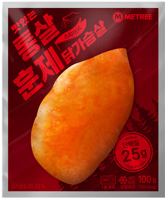 미트리 통살 훈제 닭가슴살 스파이시, 100g, 40개