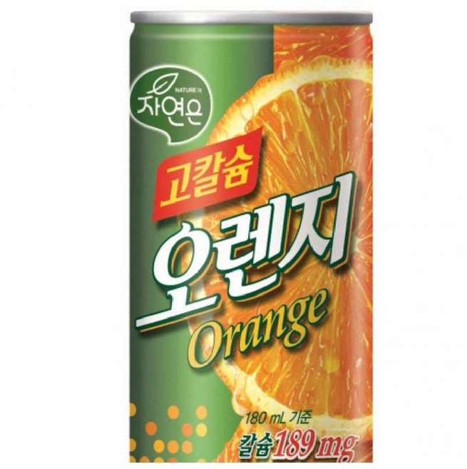 고칼슘오렌지주스캔 자연은, 180ml, 30개