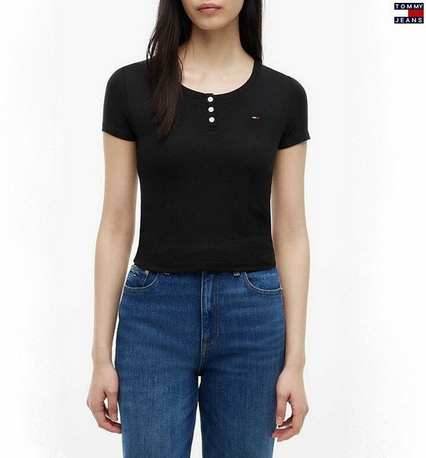 매장정품 TOMMY JEANS 타미진스 여성 슬림핏 헨리넥 반팔 립티셔츠 T32G6TTO12TWT1 1673427