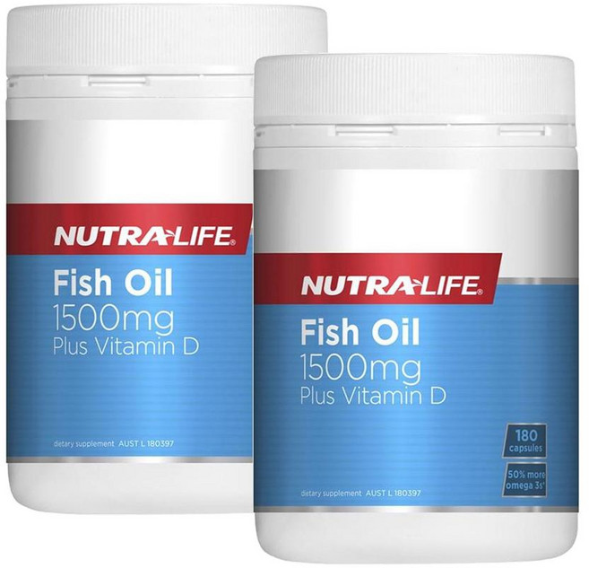 뉴트라라이프 피쉬오일 1500mg 비타민D 오메가3 NUTRALIFE Fish Oil Plus Vitamin D, 2개, 180정
