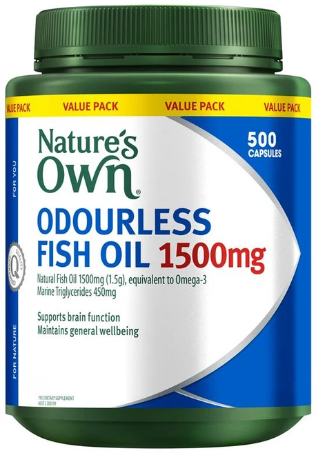 Nature's Own [Free shipping] Odourless Fish Oil 1500mg 500 Capsules Exclusive Size, 1개, 500정 - 쿠팡