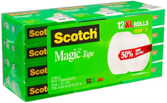 3M 隱形膠帶補充包 19公釐 X 38.1公尺, 白色, 12個