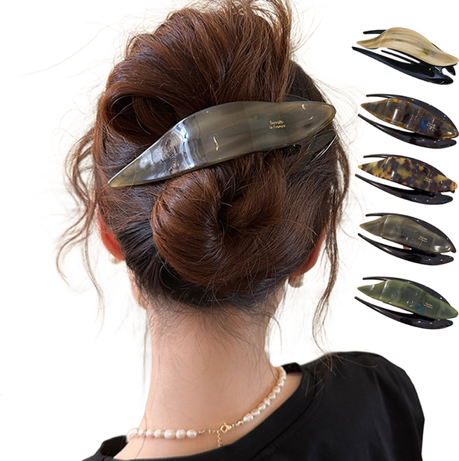 [HANNAL] 프렌치 아세테이트 웨이브 올림머리집게핀