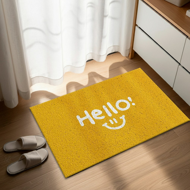 루비코코 코일 아파트 신발장 매트 업소용 현관 발매트, 1개, 옐로우