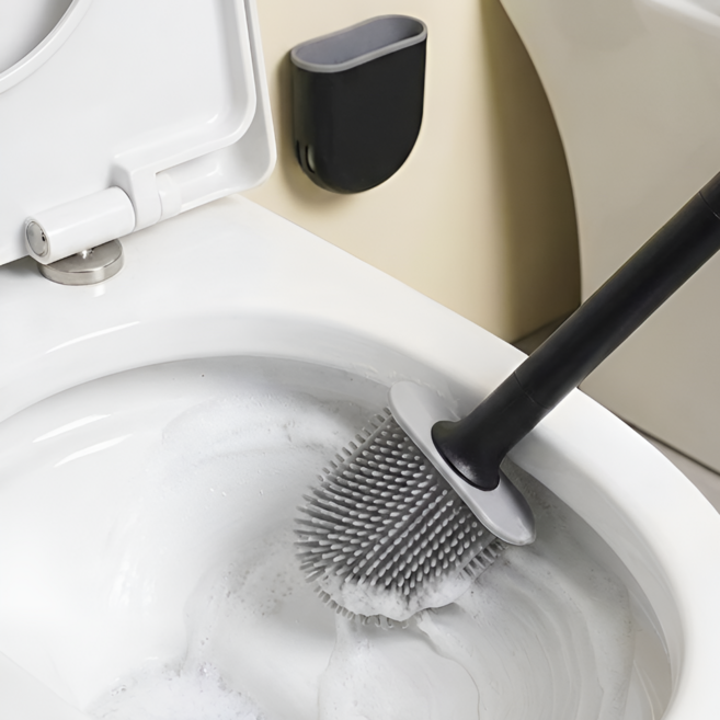 우키오브젝트 화장실 벽걸이 실리콘 변기솔, 1개, 블랙