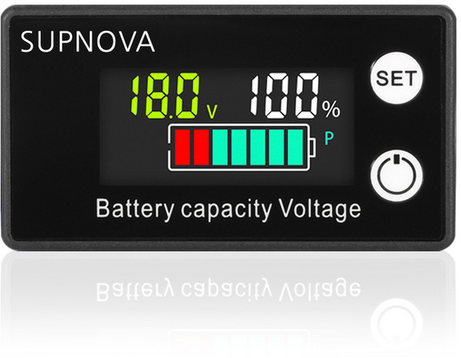 JK 잔량표시 8-100V 전압+잔량 컬러 디지털 배터리 잔량 테스터 캠핑 파워뱅크 DIY 개조, 1개
