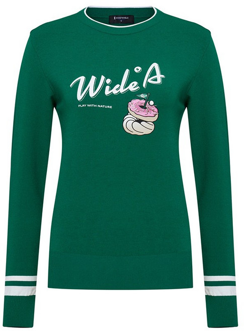 와이드앵글 공식 여성 CO 피크닉 라운드넥 골프 스웨터 L WWP26K71G8