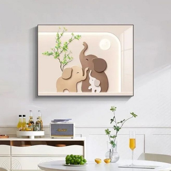 ZHC 꼬끼리 가족 그림 액자 인터폰 두꺼비집 배전함 가리개 커버, 1개, 꼬끼리가족