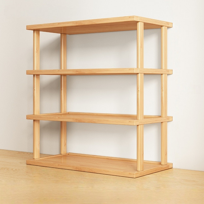 CUBBYCASE 데스크탑 수납 선반 다층 컵 홀더 사무실 책상 정리 선반 주방 조리대 수납 선반 미니 책꽂이 화장대 정리대 다용도 전시 랙 공간 활용 선반, 4단, 원목색