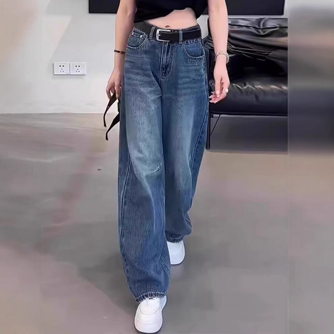 여성 하이웨스트 와이드 데님 팬츠 편하게 코디 캐주얼