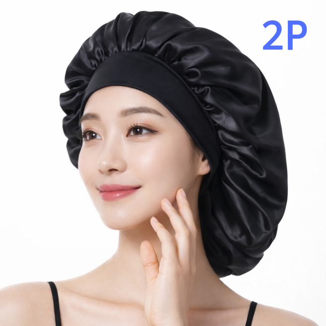 글로윅 실크 헤어캡 헤어밴드 수면모자 헤어 케어용 2P