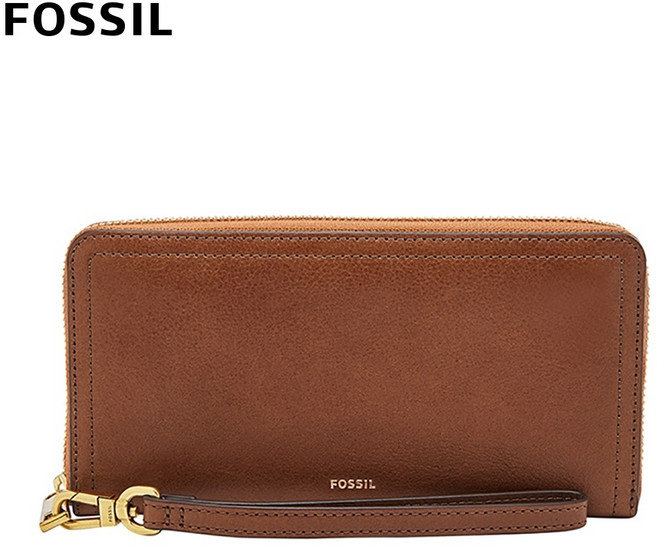 FOSSIL LOGAN 真皮系列多層拉鍊長夾 咖啡色