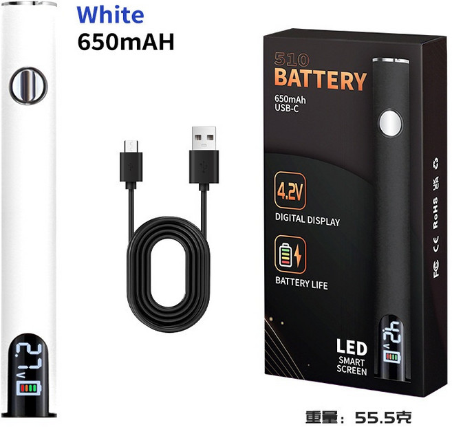 數顯 USB充電式 電烙鐵 可調溫電烙筆, 1個, 單支帶線白色彩盒裝（無頭）