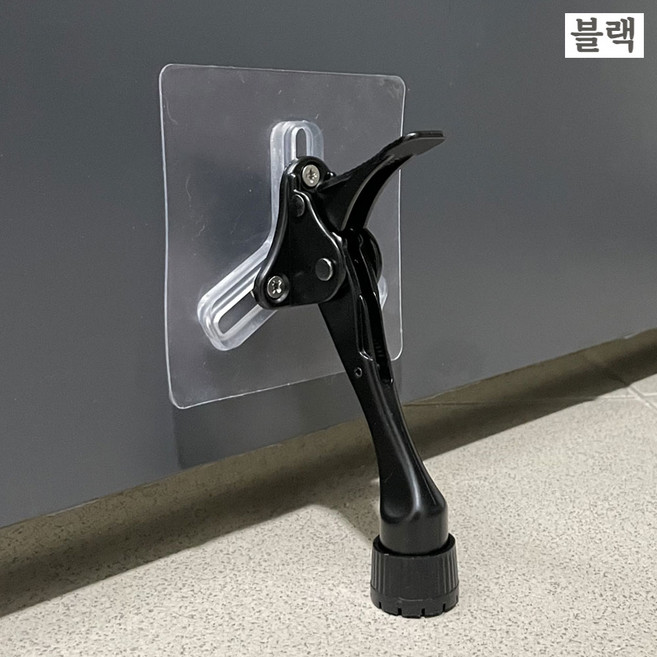 리폼플러스 무타공 원터치말굽 접착식 도어스토퍼, 블랙, 1개