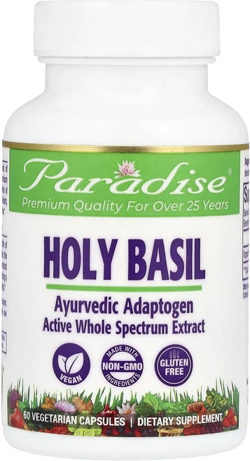 Paradise Herbs 홀리 바질 250mg 베지 캡슐 60정, ParadiseHerbs홀리바질250mg베지캡슐60정, 1개 - 쿠팡