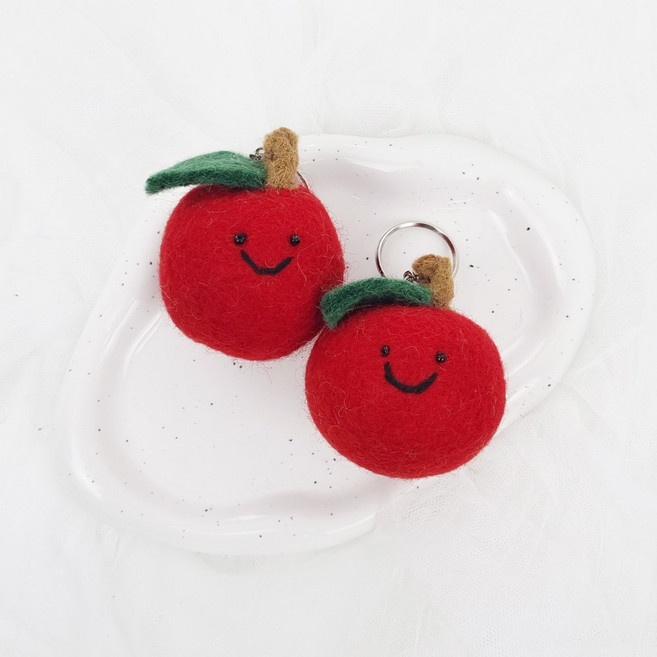 허니잼 야채모양 양모 키링 인형 귀여운 가방고리 백팩 열쇠고리 백참 키홀더, 사과, 1개