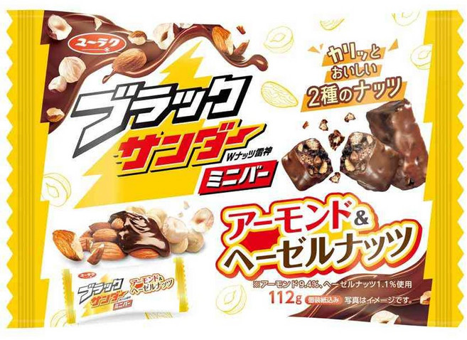 有樂製菓 Black Thunder 雙重堅果迷你巧克力, 112g, 1個, 杏仁