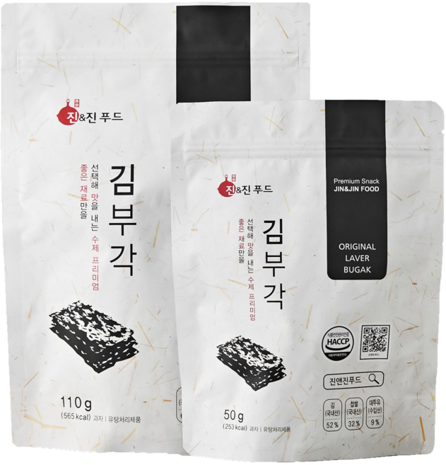 진앤진푸드 담백하고 고소한 일품 수제 찹쌀 김부각 아이들 간식 맥주 안주 회사 간식, 50g, 9개