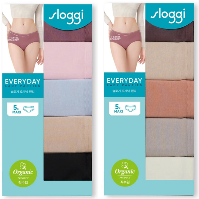 슬로기 여성 맥시 오가닉 면 팬티 5매 세트 데일리 프리미엄 소프트 면팬티 코스트코
